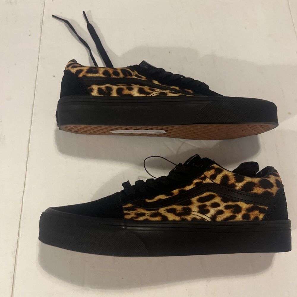 Old Skool Leopard Black Vans Size 4y 5.5 Women’s